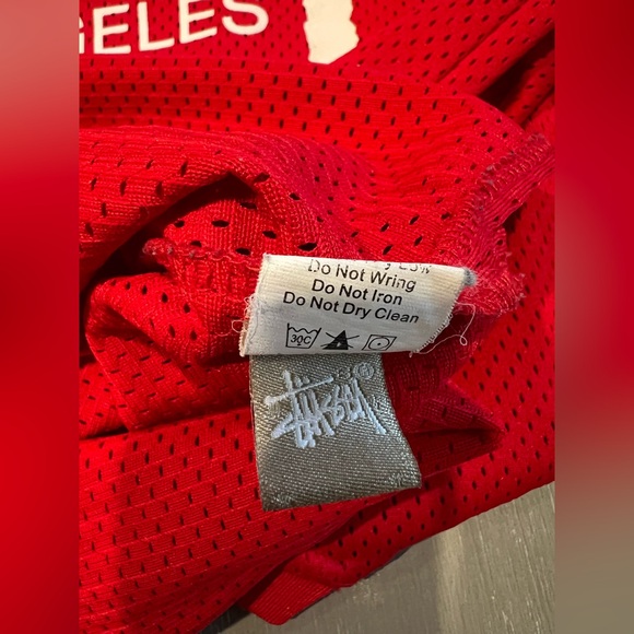 Stussy Mesh T-Shirt Men's Small Red White City Logo Streetwear Jersey Tee - Picture 6 of 9